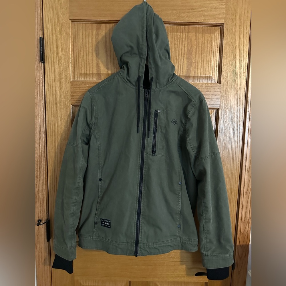 Fox Racing Men’s Medium Army Green Canvas Fleece Lined Mercer Hooded Jacket